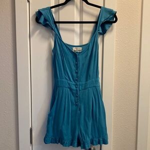 Urban Outfitters Norma Teal Button-Down Romper Size XS